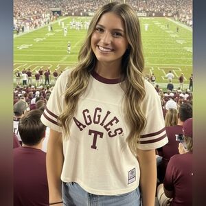 Mitchell & Ness Texas A&M Aggies Cropped Tee Size Medium NWT